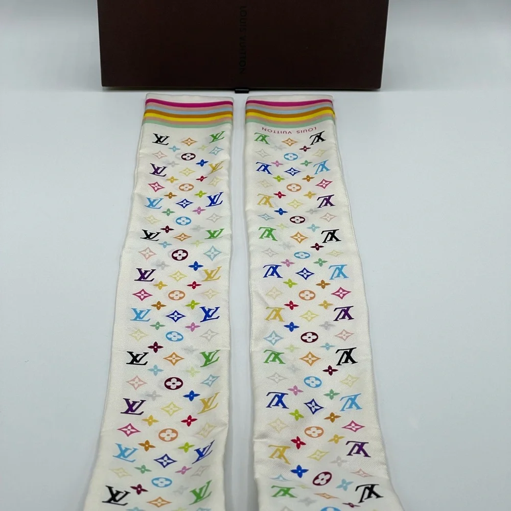 Louis Vuitton x Takashi Murakami Multicolor Y2K Bandeau Neckerchief Scarf Wrap - Picture 7 of 13